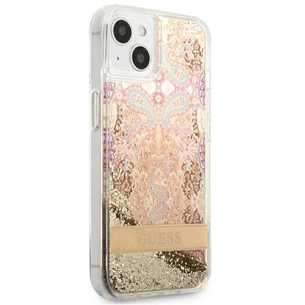 Guess Liquid Glitter Paisley - iPhone 13 mini-skal (guld)