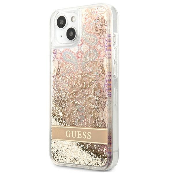 Guess Liquid Glitter Paisley - iPhone 13 mini-skal (guld)
