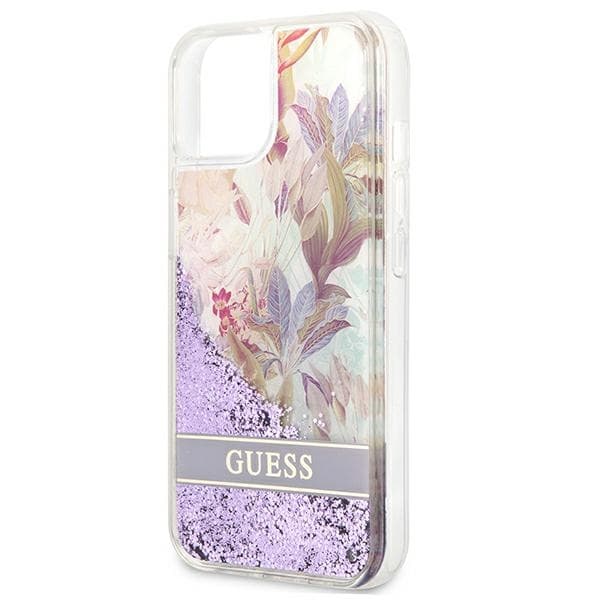 Guess Liquid Glitter Flower - iPhone 13 mini cover (lilla)