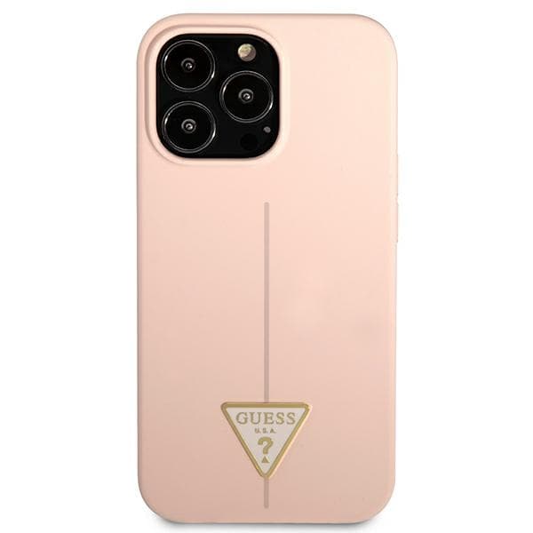 Guess silikoninen kolmiologo - iPhone 13 Pro -kuori (vaaleanpunainen)