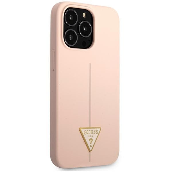 Guess silikoninen kolmiologo - iPhone 13 Pro -kuori (vaaleanpunainen)