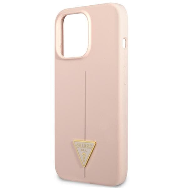 Guess silikoninen kolmiologo - iPhone 13 Pro -kuori (vaaleanpunainen)
