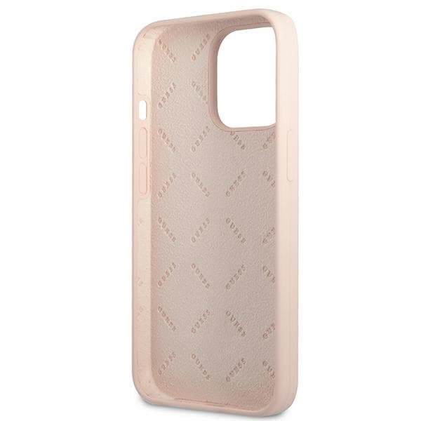 Guess silikoninen kolmiologo - iPhone 13 Pro -kuori (vaaleanpunainen)