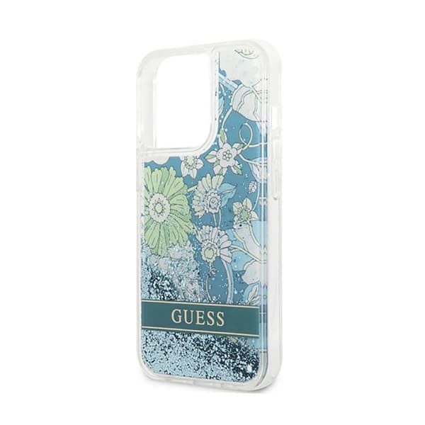 Guess Liquid Glitter Flower - iPhone 13 Pro cover (blå/grøn)