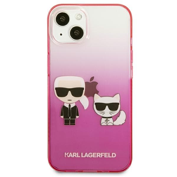Karl Lagerfeld Gradient Iconic Karl & Choupette - iPhone 13 mini cover (lyserød)