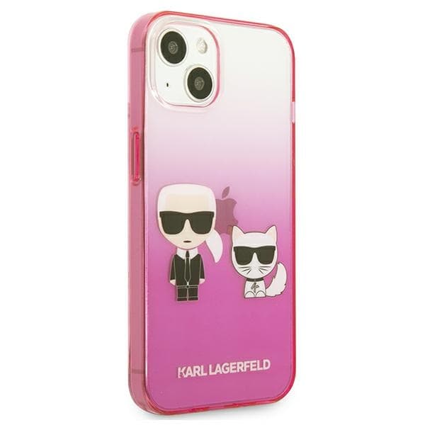 Karl Lagerfeld Gradient Iconic Karl & Choupette - iPhone 13 mini cover (lyserød)