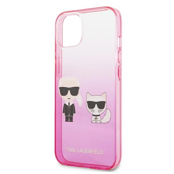 Karl Lagerfeld Gradient Iconic Karl & Choupette - iPhone 13 mini cover (lyserød)