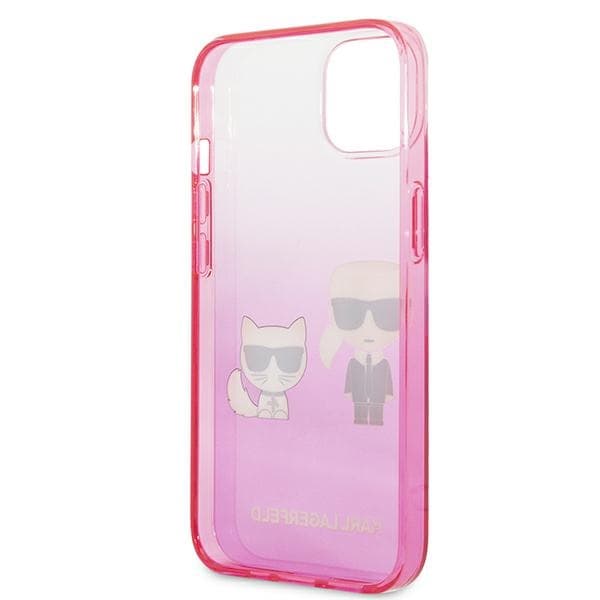Karl Lagerfeld Gradient Iconic Karl & Choupette - iPhone 13 mini cover (lyserød)
