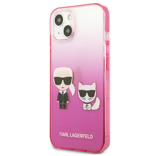 Karl Lagerfeld Gradient Iconic Karl & Choupette - iPhone 13 mini cover (lyserød)