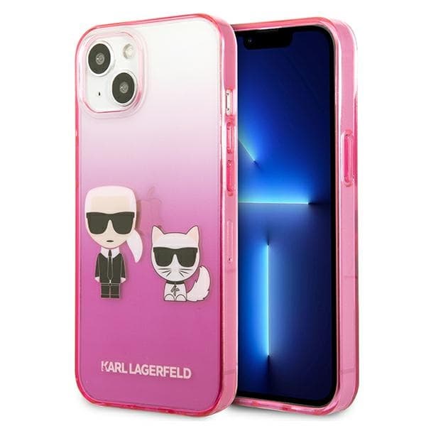 Karl Lagerfeld Gradient Iconic Karl & Choupette - iPhone 13 mini cover (lyserød)
