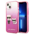 Miniatyrbillede 1 af 8: Karl Lagerfeld Gradient Iconic Karl & Choupette - iPhone 13 mini cover (lyserød)