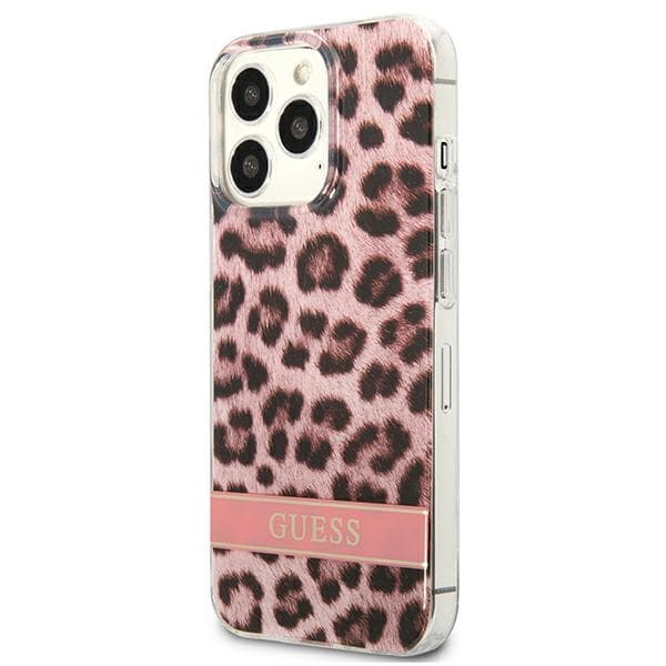 Guess Leopard Electro Stripe - iPhone 13 Pro cover (lyserød)