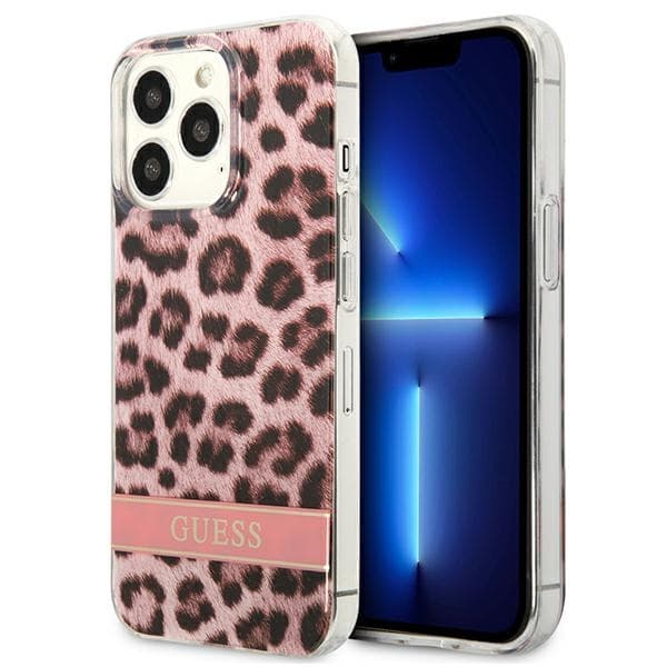 Guess Leopard Electro Stripe - iPhone 13 Pro cover (lyserød)