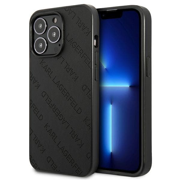 Karl Lagerfeld Rei'itetty Kokoverhoilu - iPhone 13 Pro -kotelo (Musta)