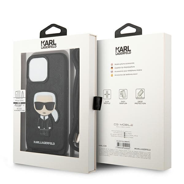 Karl Lagerfeld Monogrammi Nahkamerkki ja Nyöri Iconik - iPhone 13 Pro -kuori