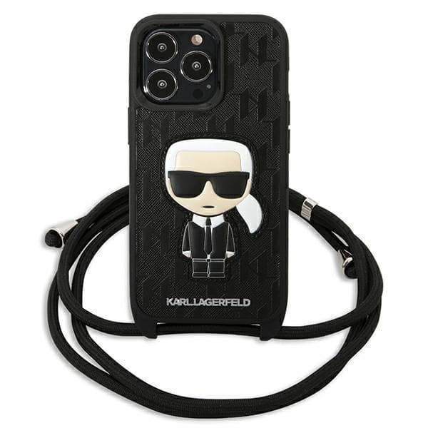 Karl Lagerfeld Monogrammi Nahkamerkki ja Nyöri Iconik - iPhone 13 Pro -kuori