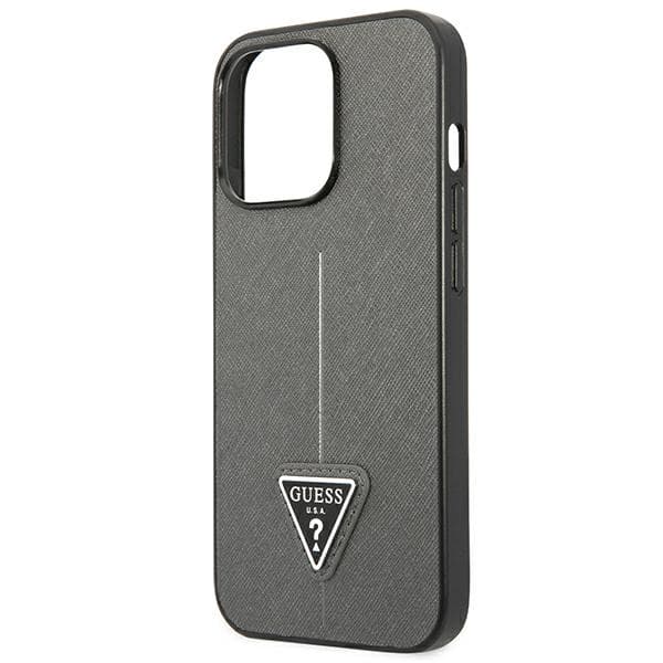 Guess Saffiano Triangle Logo Cover - iPhone 13 Pro Max Cover (Sølv)
