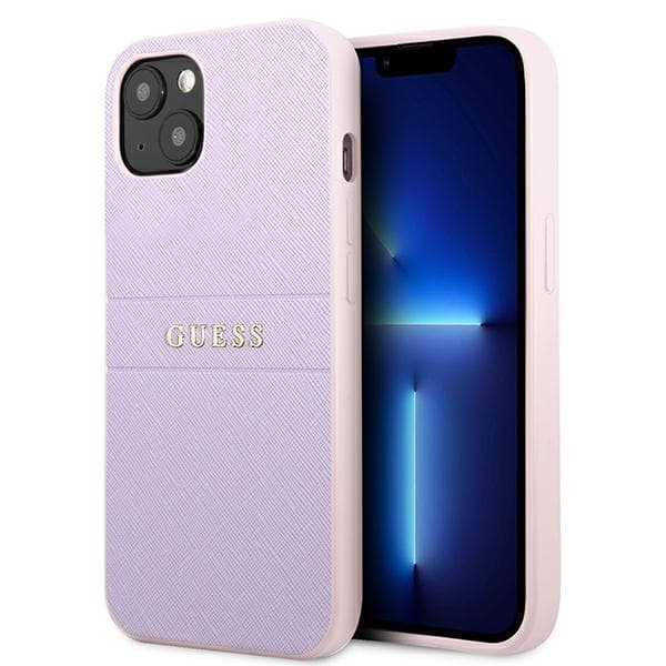 Guess Saffiano Hot Stamp & Metal Logo - iPhone 13 mini cover (lilla)