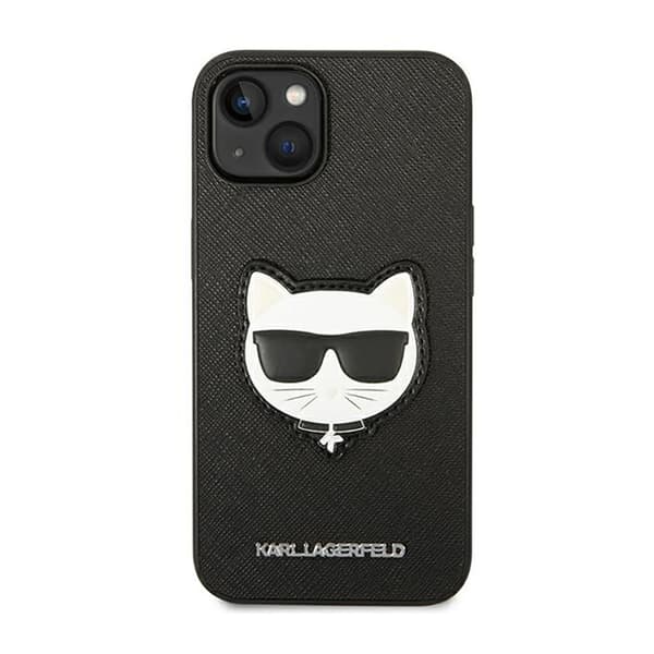 Karl Lagerfeld Saffiano Choupette Head Patch-etui - iPhone 14 Plus-etui (sort)