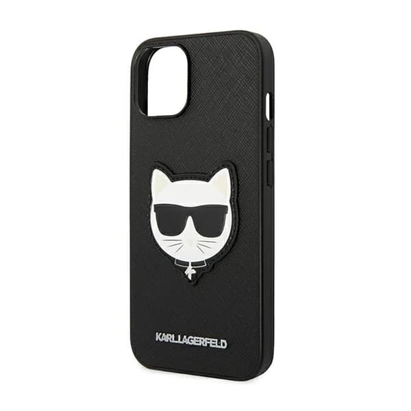 Karl Lagerfeld Saffiano Choupette Head Patch-etui - iPhone 14 Plus-etui (sort)