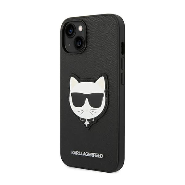Karl Lagerfeld Saffiano Choupette Head Patch-etui - iPhone 14 Plus-etui (sort)