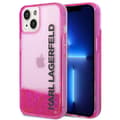 Pikkukuva 1 / 8: Karl Lagerfeld Liquid Glitter -läpikuultava pitkänomainen logollinen suojakuori - iPhone 14 Plus -kotelo (vaaleanpunainen)