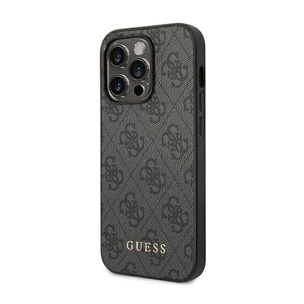 Guess 4G Metal Gold Logo - iPhone 14 Pro Max -kotelo (harmaa)