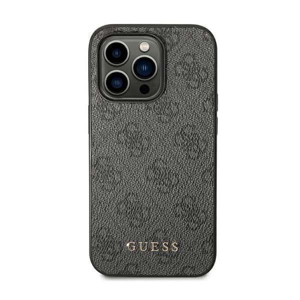 Guess 4G Metal Gold Logo - iPhone 14 Pro Max -kotelo (harmaa)