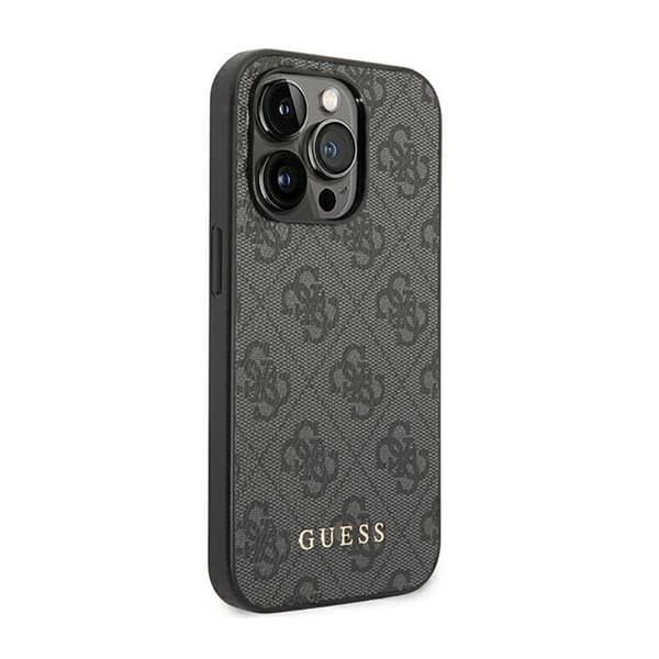 Guess 4G Metal Gold Logo - iPhone 14 Pro Max -kotelo (harmaa)