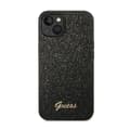 Miniatyrbillede 3 af 8: Guess Glitter Flakes Metal Logo Cover - iPhone 14 Plus Cover (Sort)