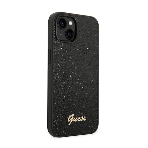 Guess Glitter Flakes Metal Logo Cover - iPhone 14 Plus Cover (Sort)