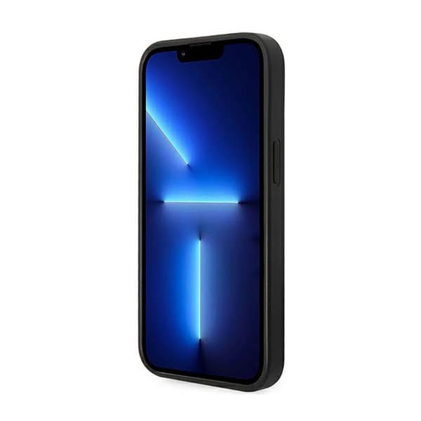 Guess Saffiano Metal Logo Striber - iPhone 14 Plus cover (sort)
