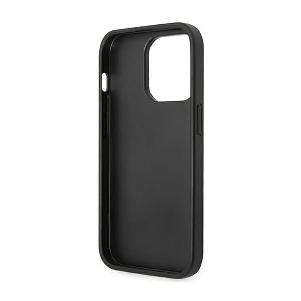 Guess Saffiano Metal Logo Striber - iPhone 14 Pro cover (sort)