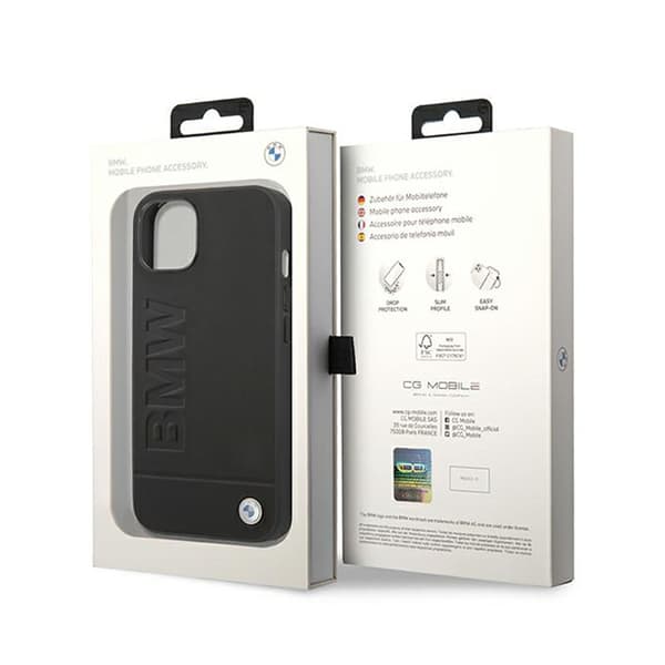 BMW Læder Hot Stamp - iPhone 14 Plus Etui (Sort)