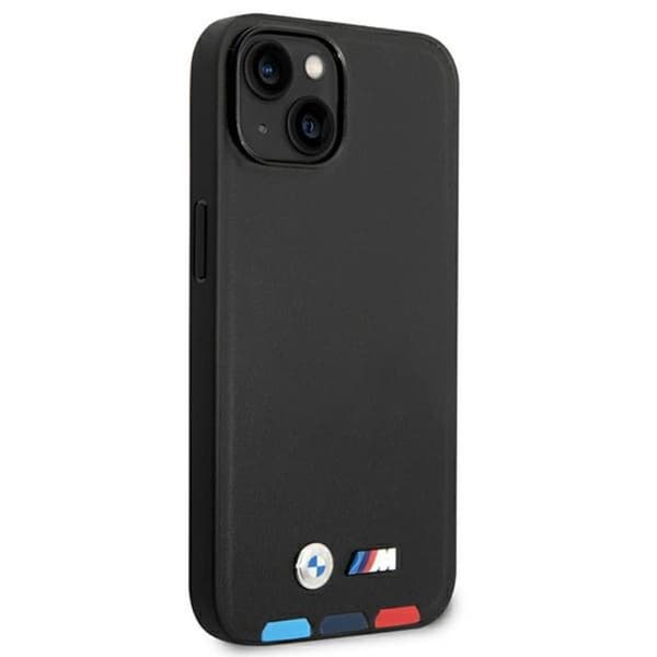 BMW nahkainen kuumaleimasin kolmivärinen - iPhone 14 Plus -kotelo (musta)