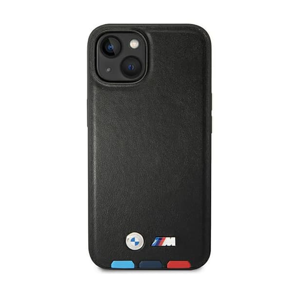 BMW Läder Hot Stamp Tricolor MagSafe - iPhone 14-skal (svart)