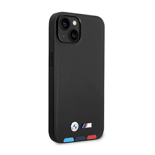 BMW Läder Hot Stamp Tricolor MagSafe - iPhone 14-skal (svart)