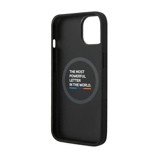 BMW Läder Hot Stamp Tricolor MagSafe - iPhone 14-skal (svart)