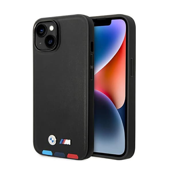 BMW Læder Hot Stamp Tricolor MagSafe - iPhone 14 Plus Etui (Sort)