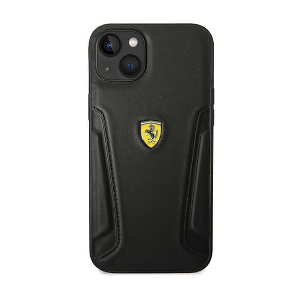 Ferrari Læderstempel Sider - iPhone 14 Plus Etui (Sort)