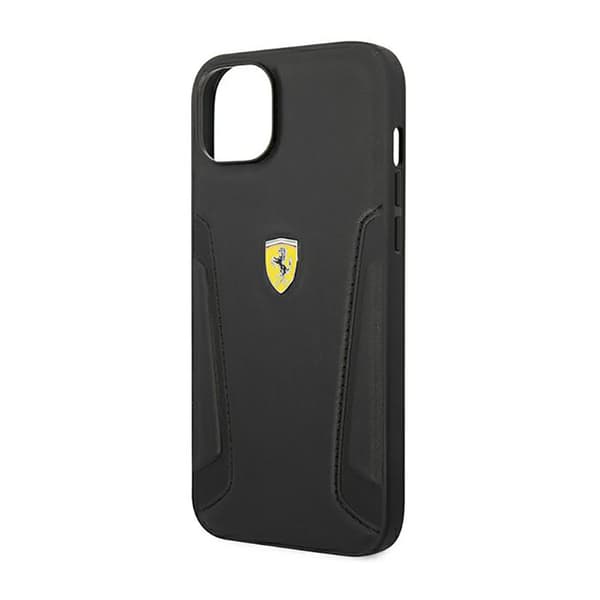 Ferrari Læderstempel Sider - iPhone 14 Plus Etui (Sort)