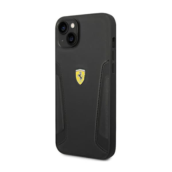 Ferrari Læderstempel Sider - iPhone 14 Plus Etui (Sort)
