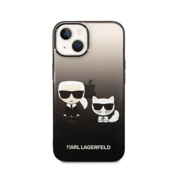 Karl Lagerfeld Gradient Iconic Karl & Choupette - iPhone 14 Plus-skal (svart)