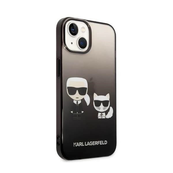 Karl Lagerfeld Gradient Iconic Karl & Choupette - iPhone 14 Plus-skal (svart)