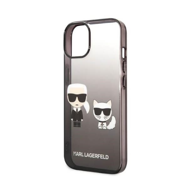 Karl Lagerfeld Gradient Iconic Karl & Choupette - iPhone 14 Plus-skal (svart)