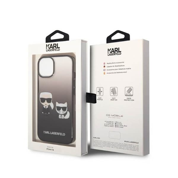 Karl Lagerfeld Gradient Iconic Karl & Choupette - iPhone 14 Plus-skal (svart)