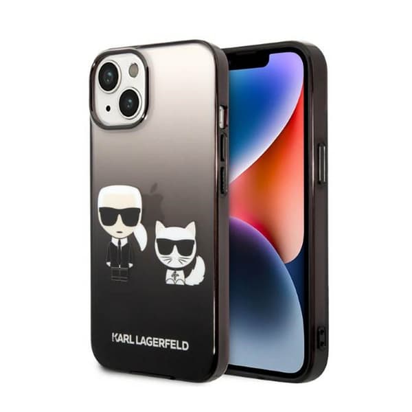 Karl Lagerfeld Gradient Iconic Karl & Choupette - iPhone 14 Plus cover (sort)