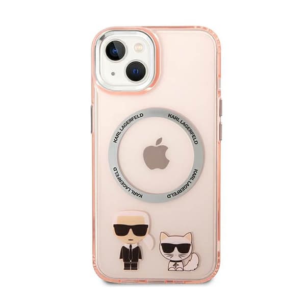 Karl Lagerfeld Karl & Choupette Aluminum MagSafe - iPhone 14 Plus cover (lyserød)