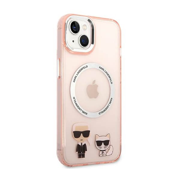 Karl Lagerfeld Karl & Choupette Aluminum MagSafe - iPhone 14 Plus cover (lyserød)