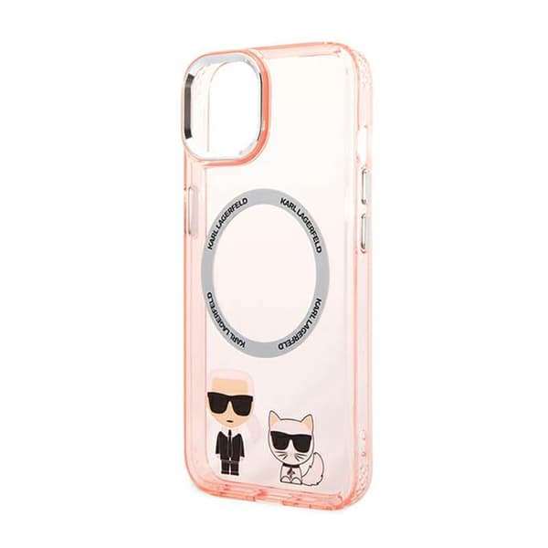Karl Lagerfeld Karl & Choupette Aluminum MagSafe - iPhone 14 Plus cover (lyserød)